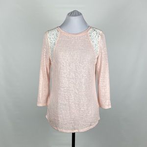 Market & Spruce Cita Lace Cutout Knit Top NWT